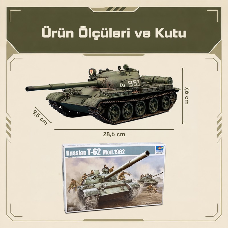 Trumpeter 00376 T-62 Main Battle Tank Mod.1962 Maket Model Kit
