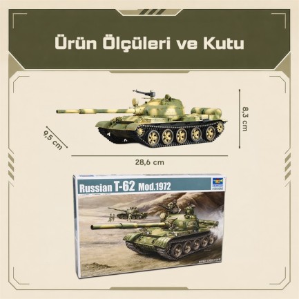 Trumpeter 00377 Russian T-62 Mod 1972 Maket Model Kit - Thumbnail