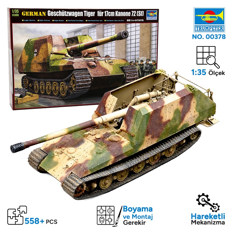 Trumpeter 00378 German Geschützwagen Tiger für 17cm K72 Maket Model Kit