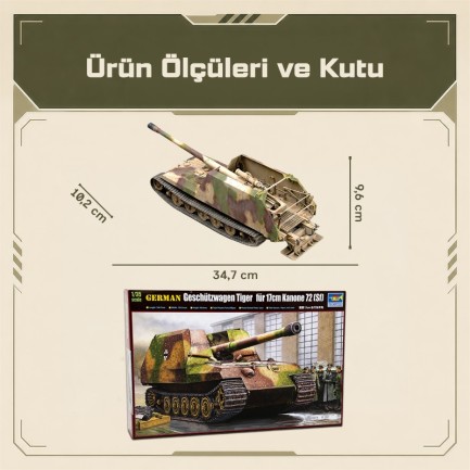 Trumpeter 00378 German Geschützwagen Tiger für 17cm K72 Maket Model Kit - Thumbnail