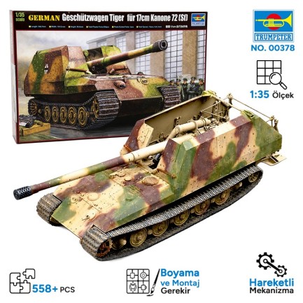Trumpeter - Trumpeter 00378 German Geschützwagen Tiger für 17cm K72 Maket Model Kit