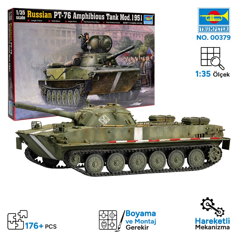 Trumpeter 00379 Russian PT-76 amphibious Tank Mod.1951 Maket Model Kit