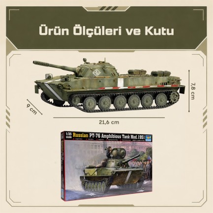Trumpeter 00379 Russian PT-76 amphibious Tank Mod.1951 Maket Model Kit - Thumbnail