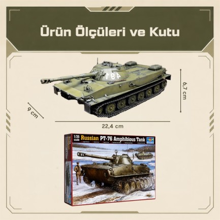 Trumpeter 00380 Russian PT-76 Light Amphibious Tank Maket Model Kit - Thumbnail