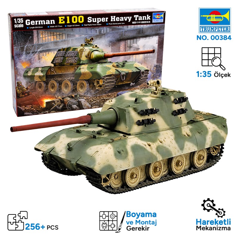 Trumpeter 00384 German Entwicklungsfahrzeug E 100 Super Heavy Tank Maket Model Kit