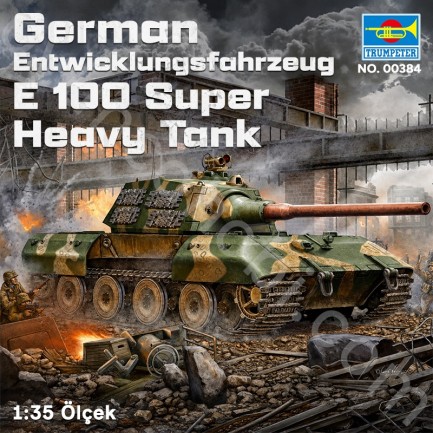 Trumpeter 00384 German Entwicklungsfahrzeug E 100 Super Heavy Tank Maket Model Kit - Thumbnail
