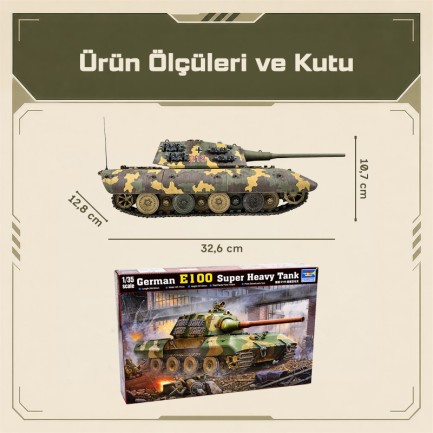 Trumpeter 00384 German Entwicklungsfahrzeug E 100 Super Heavy Tank Maket Model Kit - Thumbnail
