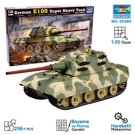 Trumpeter - Trumpeter 00384 German Entwicklungsfahrzeug E 100 Super Heavy Tank Maket Model Kit
