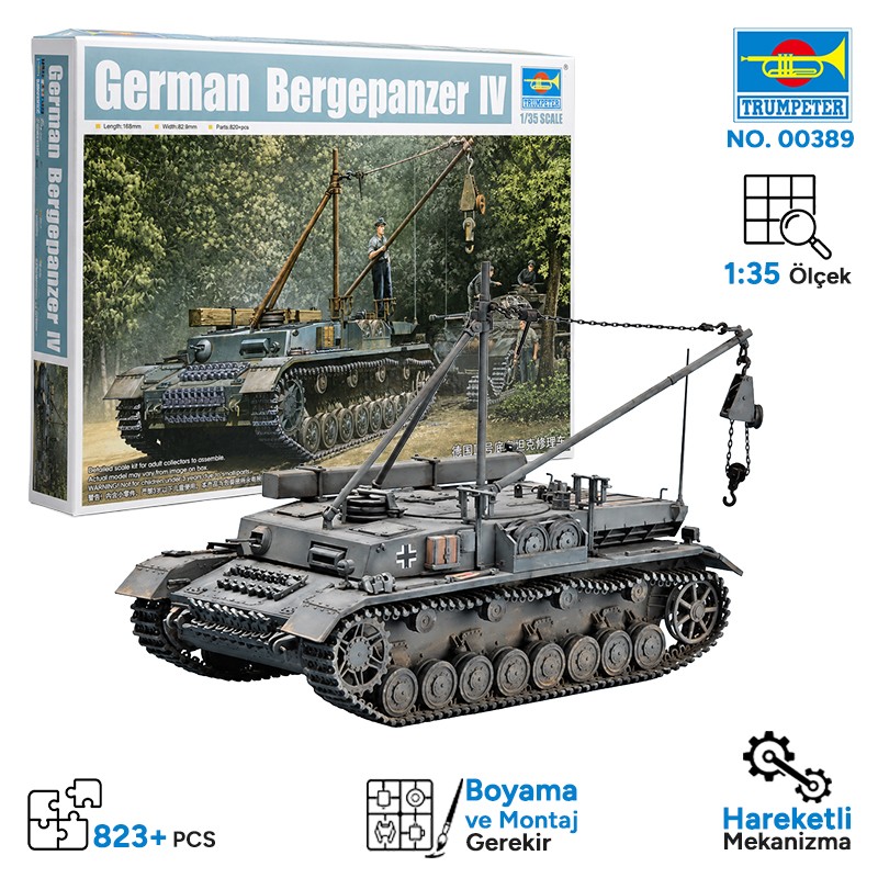 Trumpeter 00389 German Bergepanzer IV Recovery Vehicle Maket Model Kit