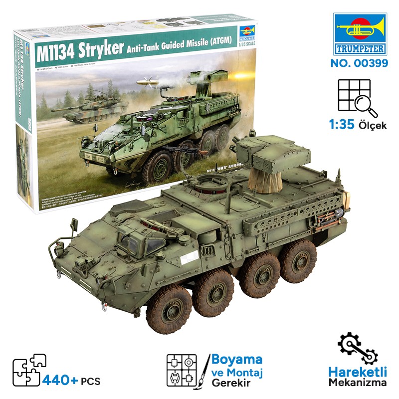 Trumpeter 00399 M1134 Stryker Anti- Tank Guided Missile (ATGM) Maket Model Kit