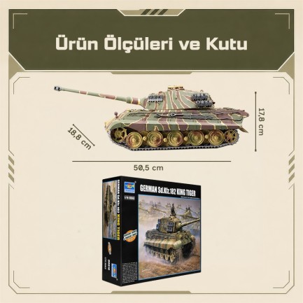 Trumpeter 00910 German Kingtiger 2 in 1(Henschel Turret & Porsche Turret) Maket Model Kit - Thumbnail