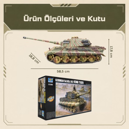 Trumpeter 00910 German Kingtiger 2 in 1(Henschel Turret |*| Porsche Turret) Maket Model Kit - Thumbnail