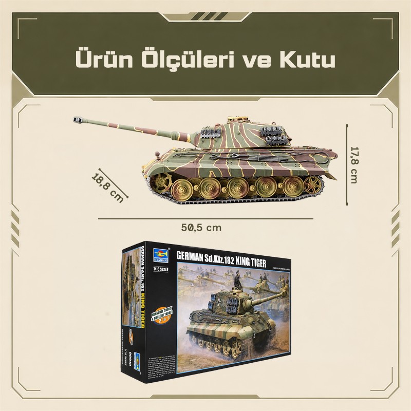 Trumpeter 00910 German Kingtiger 2 in 1(Henschel Turret |*| Porsche Turret) Maket Model Kit