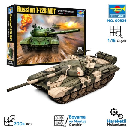 Trumpeter - Trumpeter 00924 Russian T-72B MBT Maket Model Kit