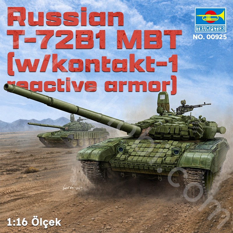 Trumpeter 00925 Russian T-72B1 MBT (w/kontakt-1 reactive armor) Maket Model Kit