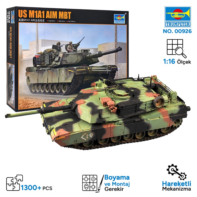 Trumpeter 00926 US M1A1 AIM MBT Maket Model Kit