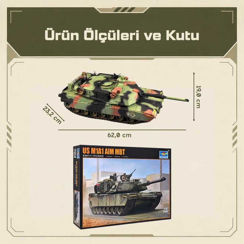 Trumpeter 00926 US M1A1 AIM MBT Maket Model Kit