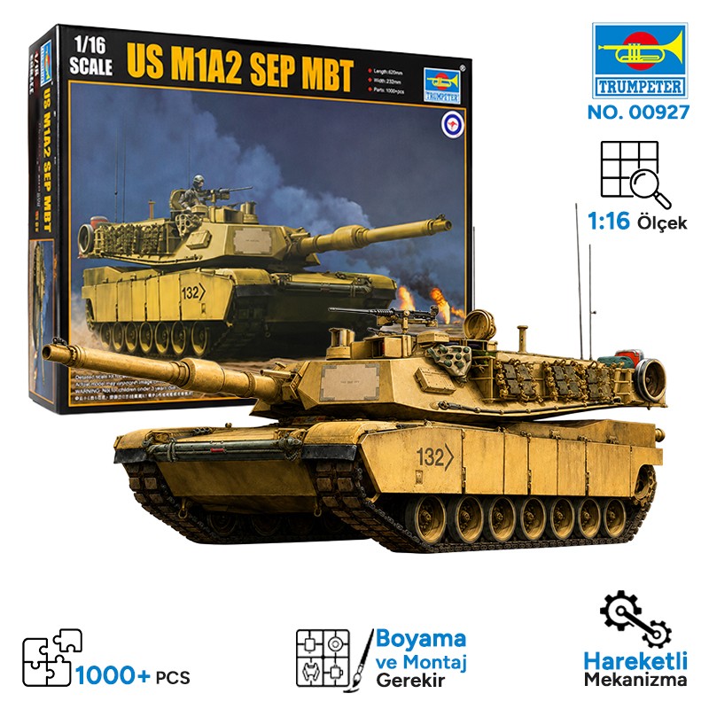 Trumpeter 00927 US M1A2 SEP MBT] Maket Model Kit