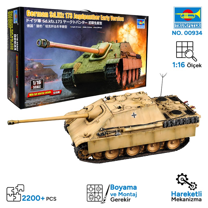 Trumpeter 00934 German Sd.Kfz 173 Jagdpanther Early Version Maket Model Kit