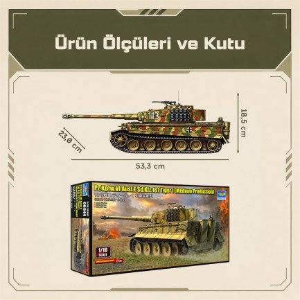 Trumpeter 00944 Pz.Kpfw.VI Ausf.E Sd.Kfz.181 Tiger I (Medium Production) Maket Model Kit - Thumbnail