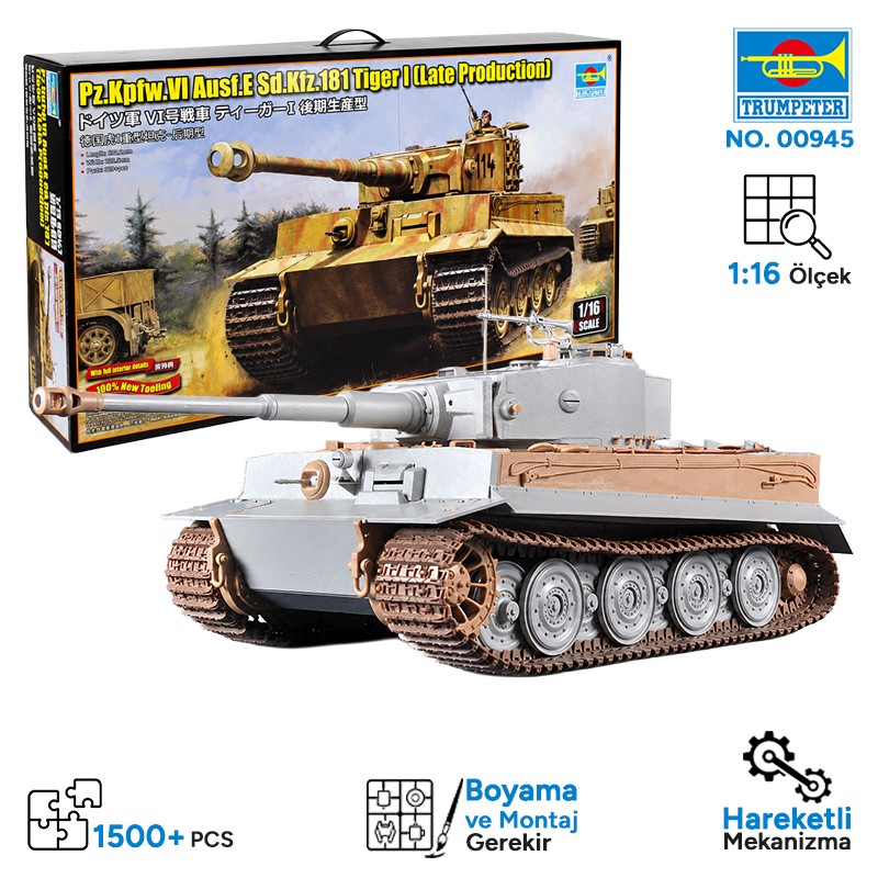 Trumpeter 00945 Pz.Kpfw.VI Ausf.E Sd.Kfz.181 Tiger I (Late Production) Maket Model Kit