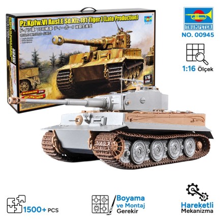 Trumpeter - Trumpeter 00945 Pz.Kpfw.VI Ausf.E Sd.Kfz.181 Tiger I (Late Production) Maket Model Kit
