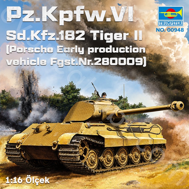 Trumpeter 00948 Pz.Kpfw.VI Sd.Kfz.182 Tiger II (Porsche Early production vehicle Fgst.Nr.280009 Maket Model Kit