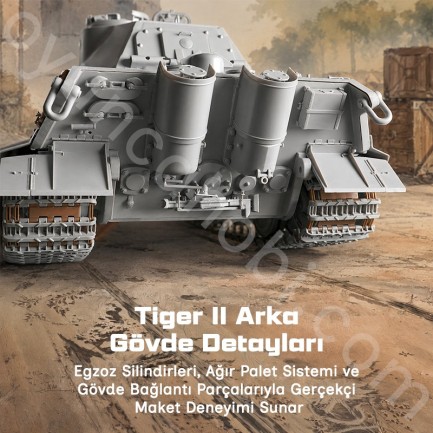 Trumpeter 00948 Pz.Kpfw.VI Sd.Kfz.182 Tiger II (Porsche Early production vehicle Fgst.Nr.280009 Maket Model Kit - Thumbnail