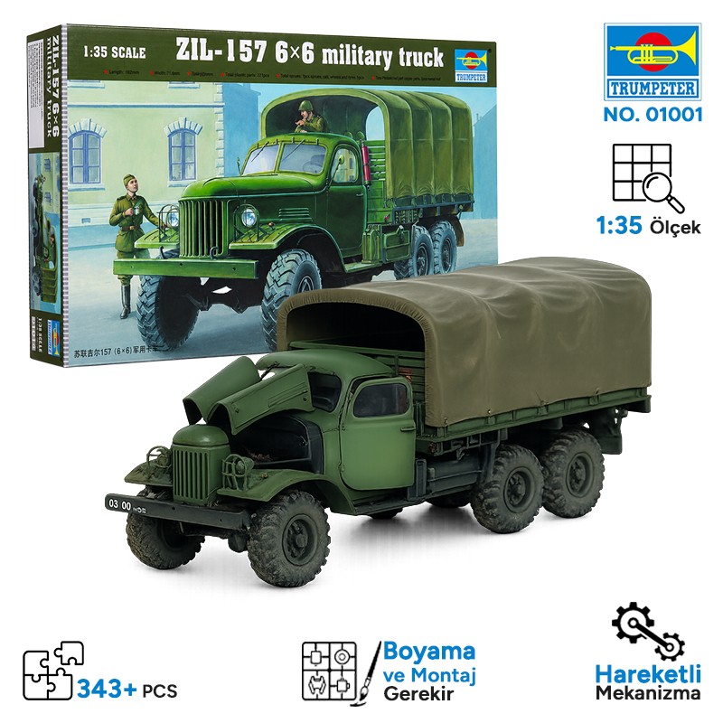 Trumpeter 01001 Soviet ZIL-157 6×6 Military Truck Maket Model Kit