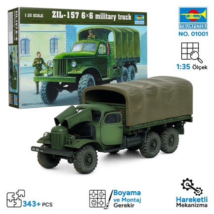 Trumpeter - Trumpeter 01001 Soviet ZIL-157 6×6 Military Truck Maket Model Kit