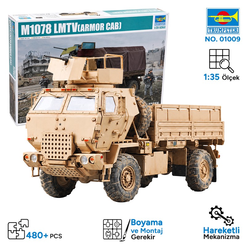 Trumpeter 01009 M1078 LMTV(ARMOR CAB) Maket Model Kit