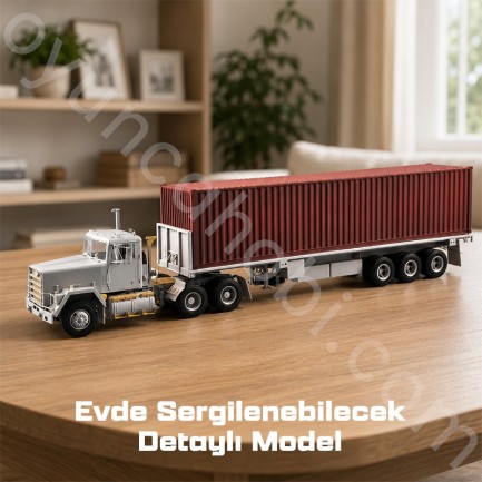 Trumpeter 01015 M915 Tractor with M872 Flatbed trailer & 40FT. Container Maket Model Kit - Thumbnail