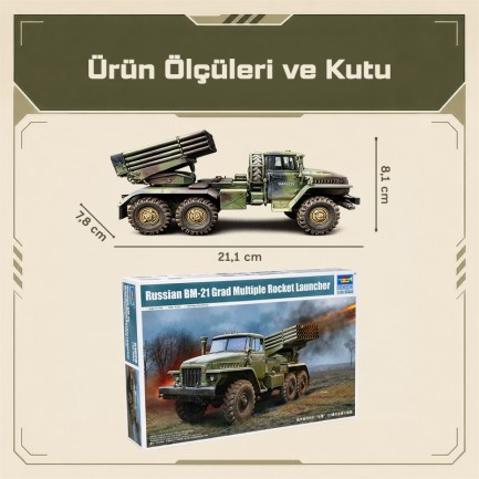 Trumpeter 01028 Russian BM-21 Grad Multiple Rocket Launcher Maket Model Kit - Thumbnail