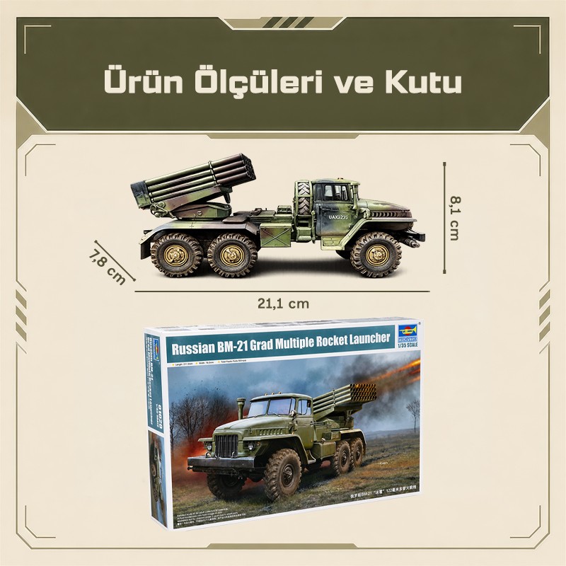 Trumpeter 01028 Russian BM-21 Grad Multiple Rocket Launcher Maket Model Kit
