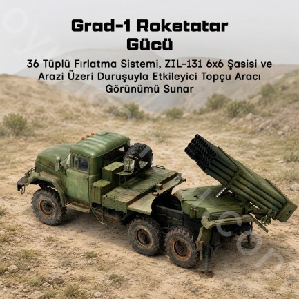 Trumpeter 01032 Russian 9P138 Grad-1 on Zil-131 Maket Model Kit - Thumbnail