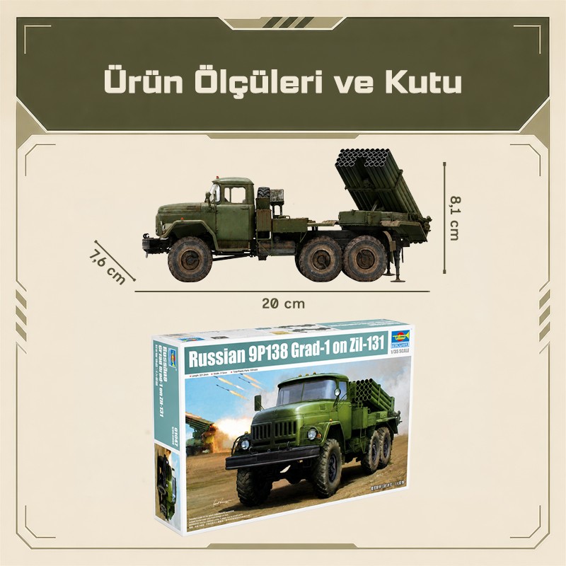 Trumpeter 01032 Russian 9P138 Grad-1 on Zil-131 Maket Model Kit