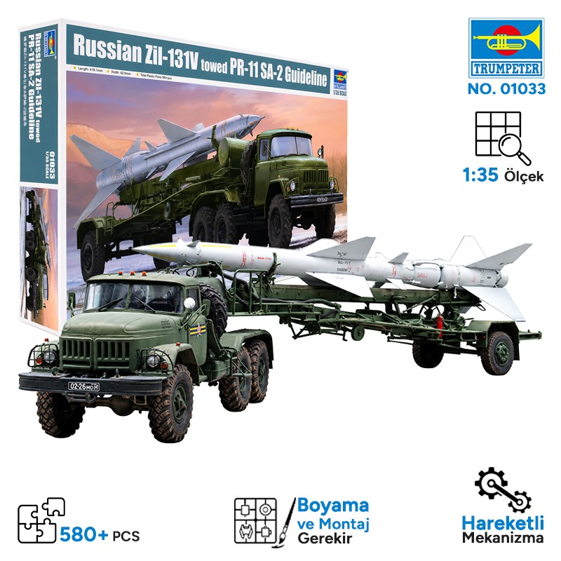 Trumpeter 01033 Russian Zil-131V towed PR-11 SA-2 Guideline Maket Model Kit
