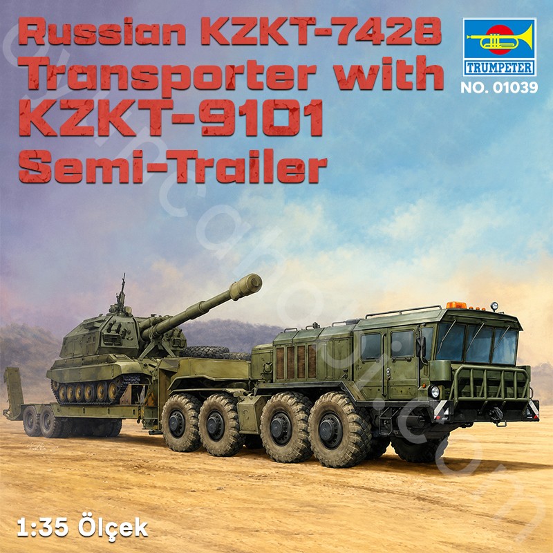 Trumpeter 01039 Russian KZKT-7428 Transporter with KZKT-9101 Semi-Trailer Maket Model Kit