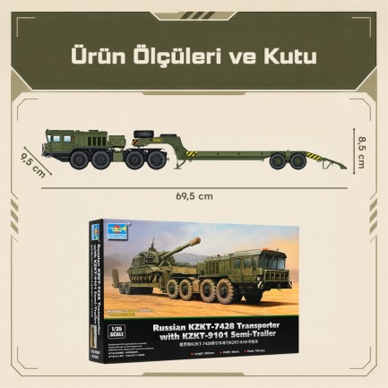 Trumpeter 01039 Russian KZKT-7428 Transporter with KZKT-9101 Semi-Trailer Maket Model Kit - Thumbnail