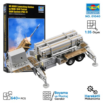 Trumpeter 01040 M901 Launching Station w/MIM-104F Patriot SAM System (PAC-3) Maket Model Kit - Thumbnail