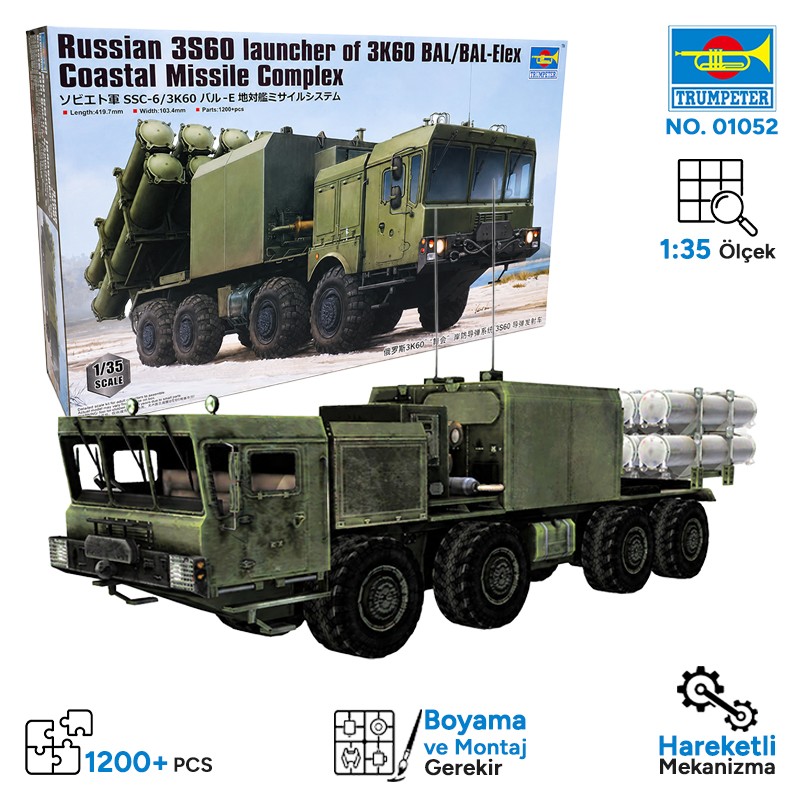 Trumpeter 01052 Russian 3S60 launcher of 3K60 BAL/BAL-Elex Coastal missile Complex Maket Model Kit