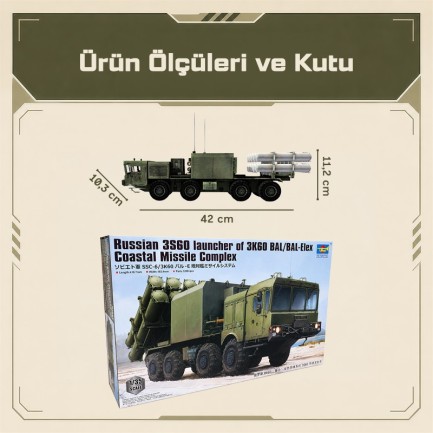 Trumpeter 01052 Russian 3S60 launcher of 3K60 BAL/BAL-Elex Coastal missile Complex Maket Model Kit - Thumbnail