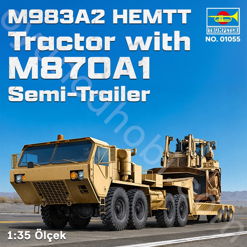 Trumpeter 01055 M983A2 HEMTT Tractor with M870A1 Semi-Trailer Maket Model Kit