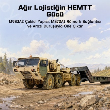 Trumpeter 01055 M983A2 HEMTT Tractor with M870A1 Semi-Trailer Maket Model Kit - Thumbnail
