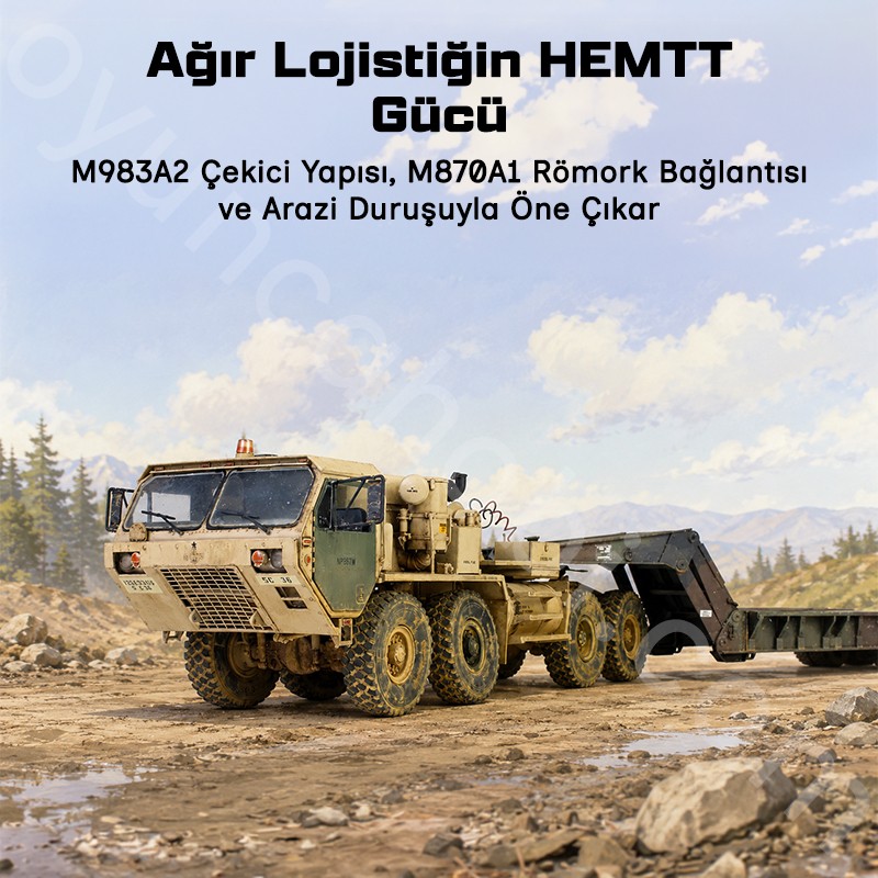 Trumpeter 01055 M983A2 HEMTT Tractor with M870A1 Semi-Trailer Maket Model Kit