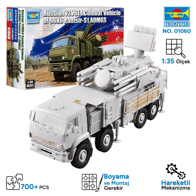 Trumpeter 01060 Russian 72V6E2 Combat Vehicle of 96K6 Pantsir -S1 ADMGS Maket Model Kit