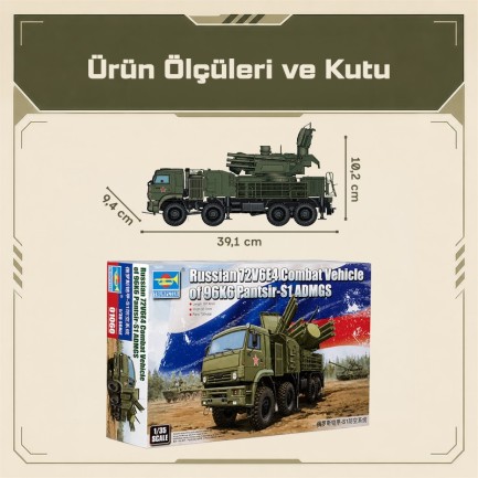 Trumpeter 01060 Russian 72V6E2 Combat Vehicle of 96K6 Pantsir -S1 ADMGS Maket Model Kit - Thumbnail