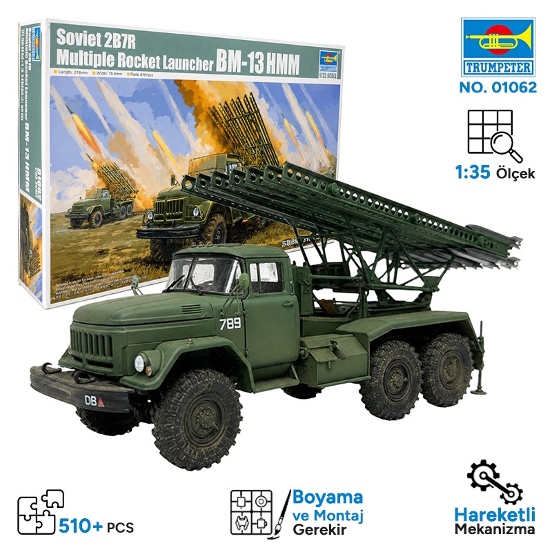 Trumpeter 01062 Soviet 2B7R Multiple Rocket Launcher BM-13 HMM Maket Model Kit
