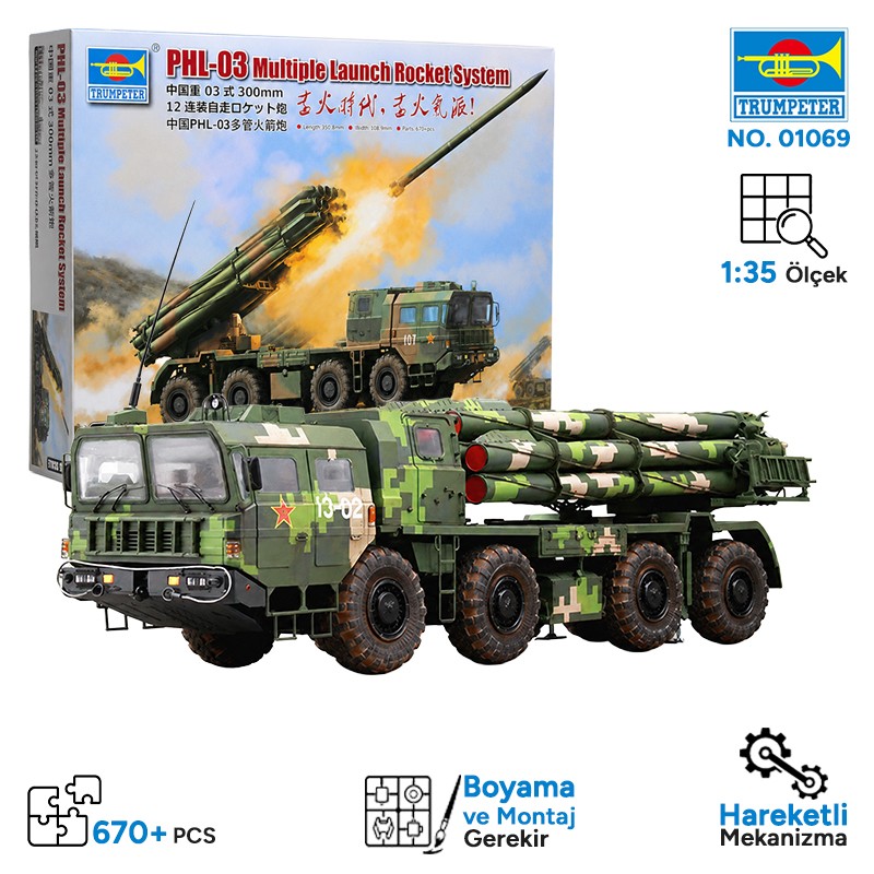 Trumpeter 01069 PHL-03 Multiple Launch Rocket System Maket Model Kit