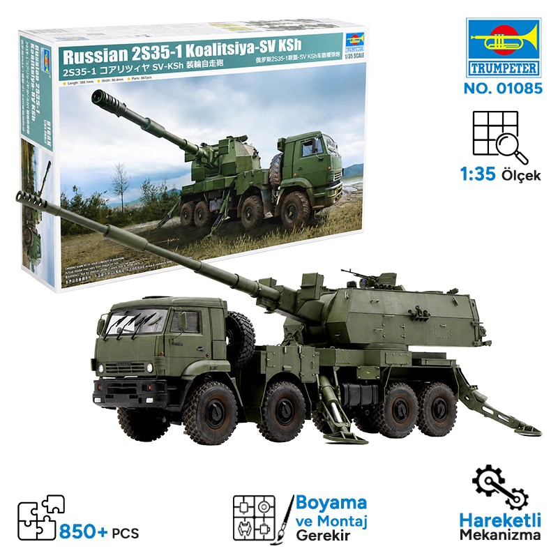 Trumpeter 01085 Russian 2S35-1 Koalitsiya-SV KSh Maket Model Kit